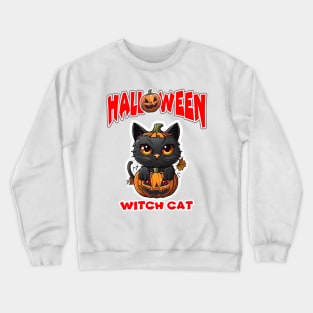 Witch Cat Happy Halloween. Crewneck Sweatshirt